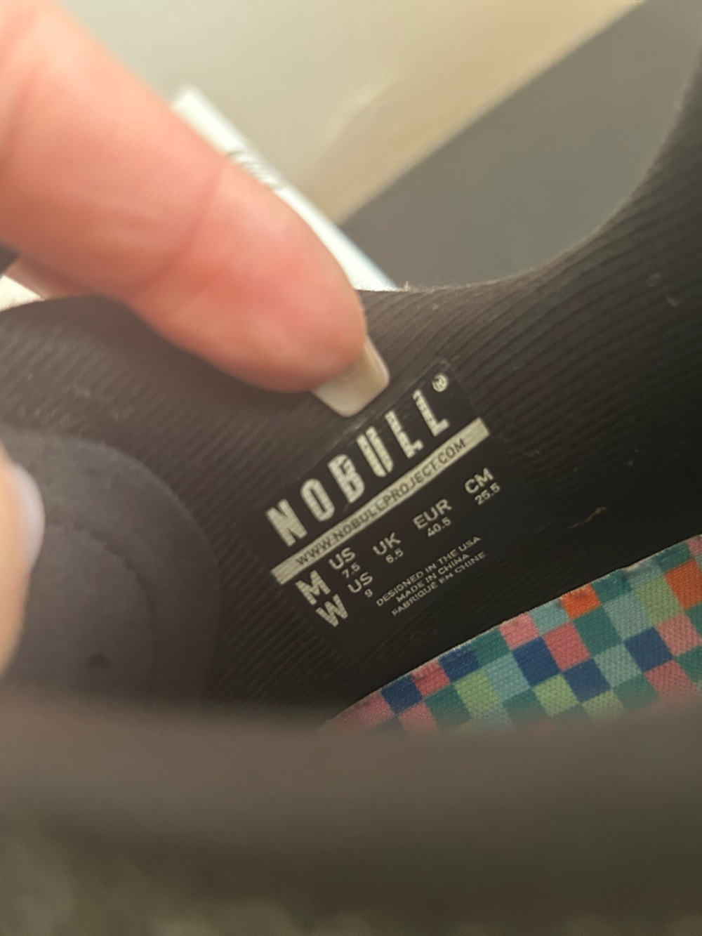 NOBULL Black Knit Sneaker with Multicolor Check Insole - Picture 7 of 7